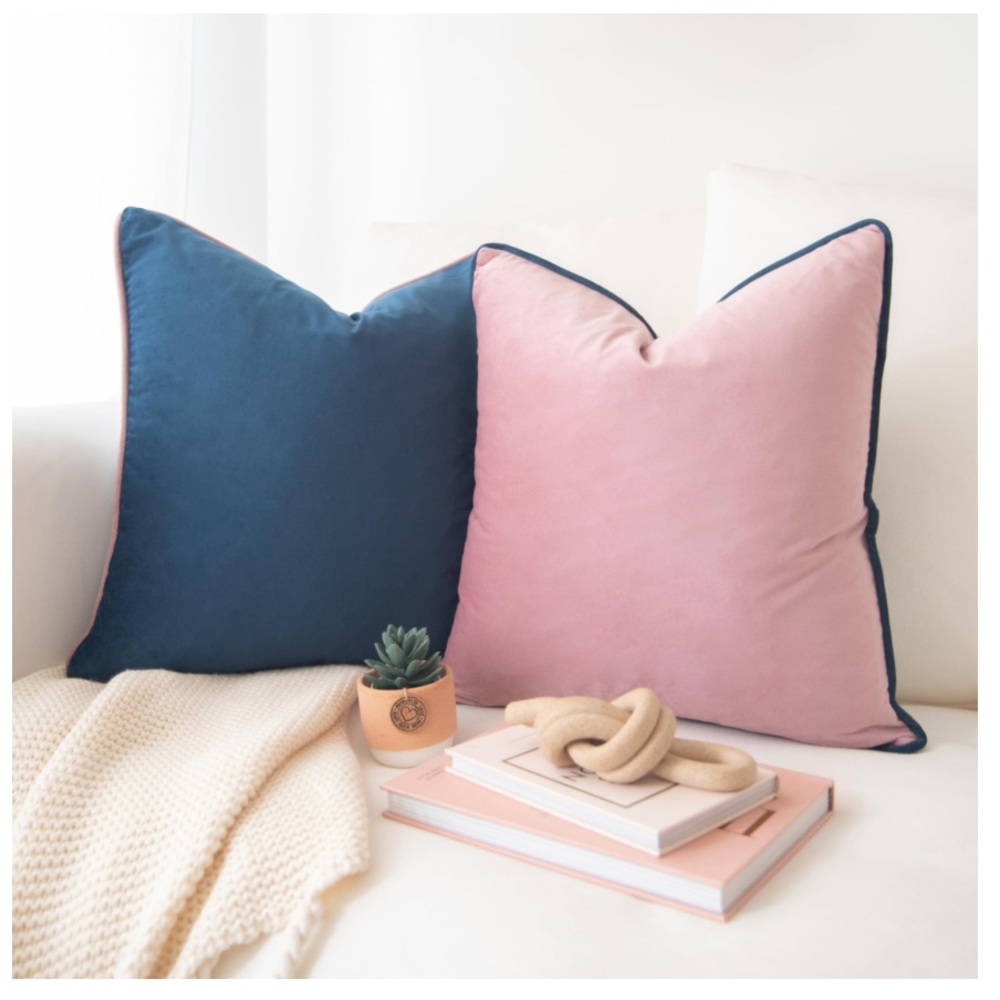 Blue and Pink Throw Pillow Covers Pack of 2